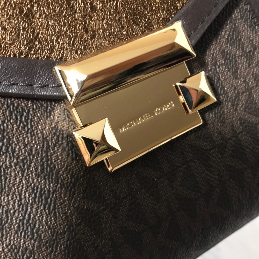 Michael Kors Whitney brown pale gold satchel bag - Picture 6 of 12